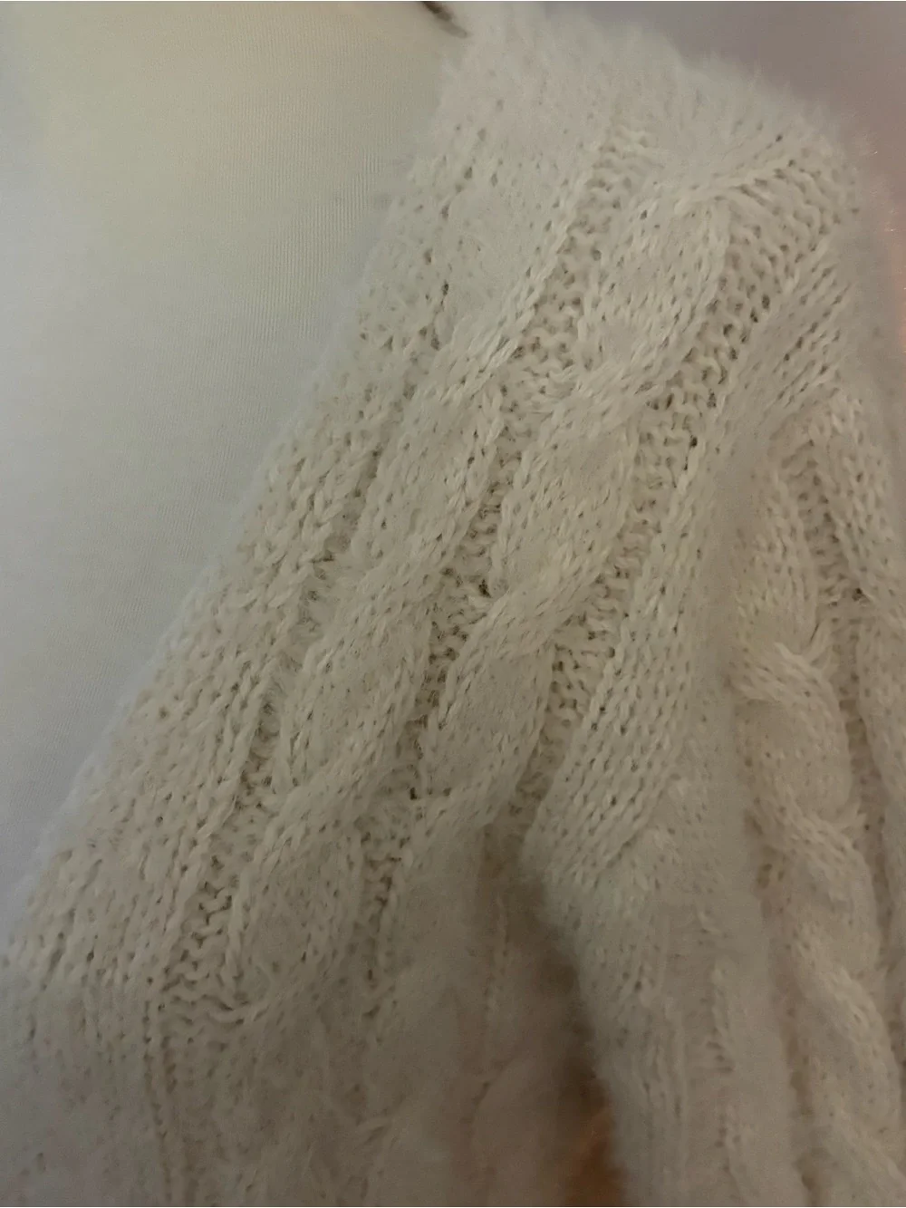Blu pepper cozy  Cream Tie-Front Cable Knit Women's Sweater size L